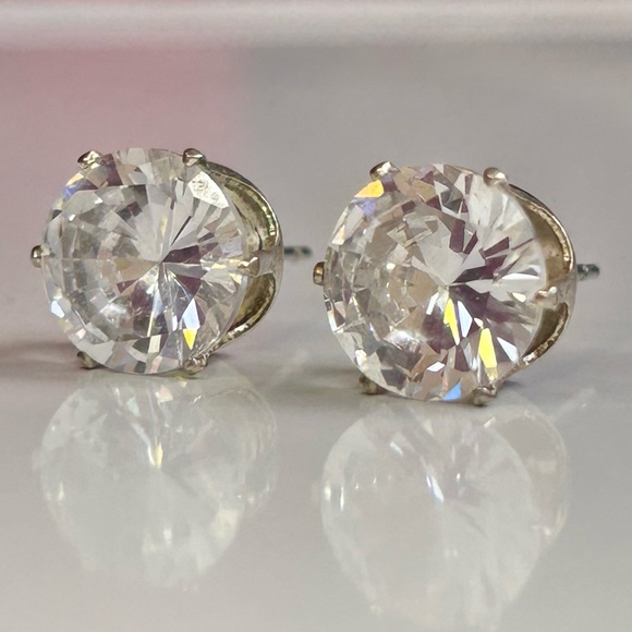 Vintage Oversized Clear Rhinestone Stud Earrings Large Crystal Statement Posts - Picture 1 of 13